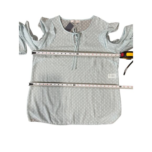 NEW Libby Edelman Womens XL Blue Swiss Dot Blouse Cold Sholder Summer top Boho - Picture 11 of 14